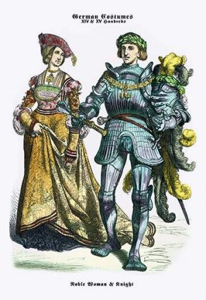 German Costumes: Noble Woman and Knight(20" x 30") Canvas Wall Art