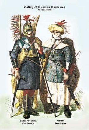 Polish and Russian Costumes: Lance Bearing and Armed Horsemen(20" x 30") Canvas Wall Art