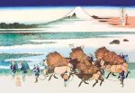 Merchants Travel to Market in View of Mount Fuji