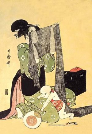 Japanese Mother and Child(20" x 30") Canvas Wall Art