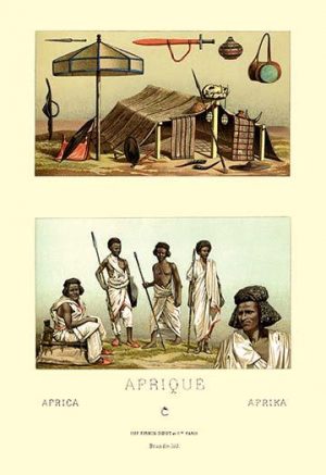 Members of Tribe and Typical Shelter(20" x 30") Canvas Wall Art