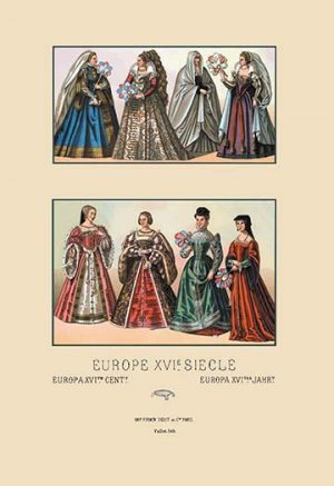 Feminine Dress of the French and Italian Aristocracy, Sixteenth Century(20" x 30") Canvas Wall Art