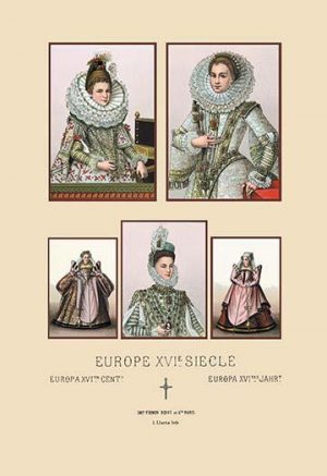 Feminine Fashions of the European Aristocracy, Sixteenth Century #1(20" x 30") Canvas Wall Art