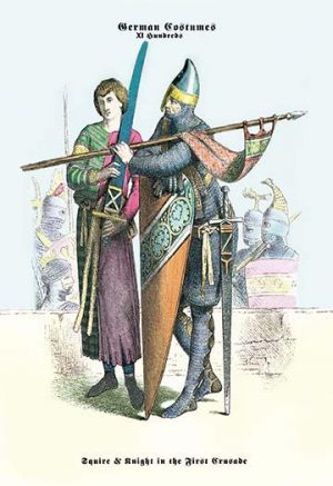 German Costumes: Squire and Knight in the First Crusade(20" x 30") Canvas Wall Art