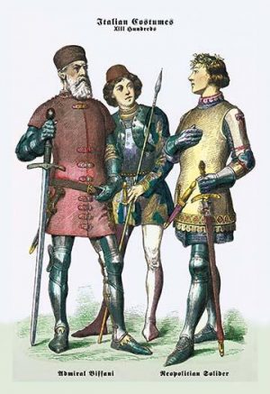 Italian Costumes: Neopolitan Soldiers(20" x 30") Canvas Wall Art