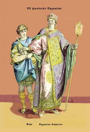 Page and Byzantine Emperor , 8th Century(20" x 30") Canvas Wall Art