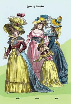 French Empire Dresses, 18th Century(20" x 30") Canvas Wall Art