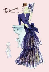 Royal Blue Evening Dress with Fan