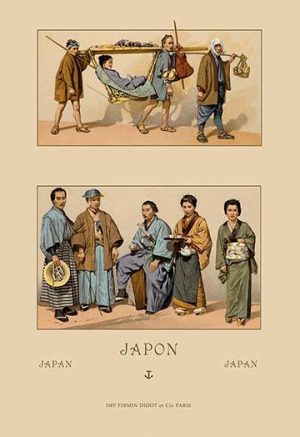 Japanese Civil Costumes and Transportation(20" x 30") Canvas Wall Art