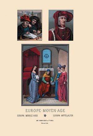 Europe - Fifteenth Century Civil Costumes(20" x 30") Canvas Wall Art