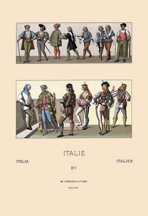 Military and Civil Costumes of the Italian Nobility, 1300-1600(20" x 30") Canvas Wall Art