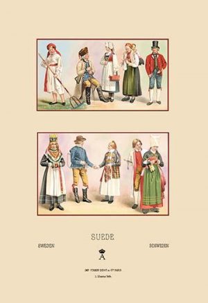 Peasant Fashions of Sweden and Norway(20" x 30") Canvas Wall Art