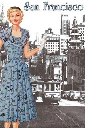 San Francisco Walking Dress I(20" x 30") Canvas Wall Art