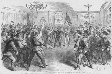 Billy Wilson's Zouaves take Oath at Tammany Hall
