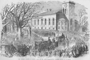 Funeral Cortege by Church for Massachusetts Soldiers killed at Baltimore(20" x 30") Canvas Wall Art