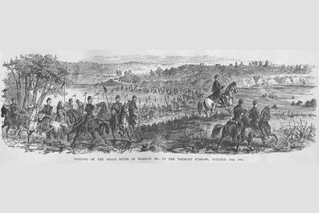 " General Fremont Fords the Osage Rover at Warsaw, Missouri"