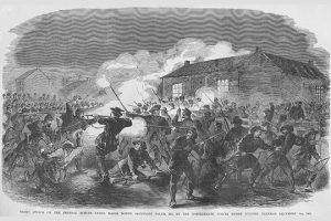 Confederate Night attack on Union Forces in Salem, Missouri(20" x 30") Canvas Wall Art