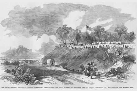 Naval Brigade builds Battery on Shutter's Hill