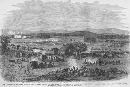 Battle of Cedar Mountain; Confederates bombard Union positions(20 ...