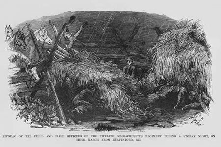 Bivouac of the 12th Massachusetts during a stormy night