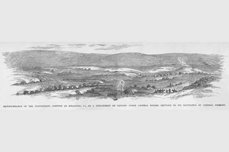 " General Fremont's Reconnaissance team surveys Strasburg, Virginia"