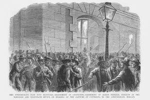 Mustering of Citizens at Railroad & Telegraph Office after Hearing about Morgan's Raid(20" x 30") Canvas Wall Art