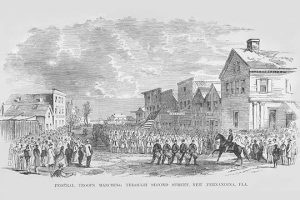 Federal Troops March thru Fernandina, Florida(20" x 30") Canvas Wall Art