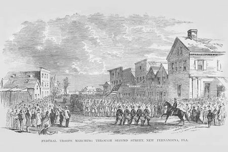 " Federal Troops March thru Fernandina, Florida"