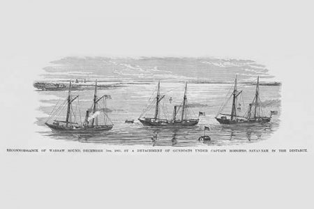Gunboats in Warsaw Sound outside of Savannah
