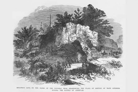 Citizens take Refuge at Killing's cave during the Battle of Antietam or Sharpsburg