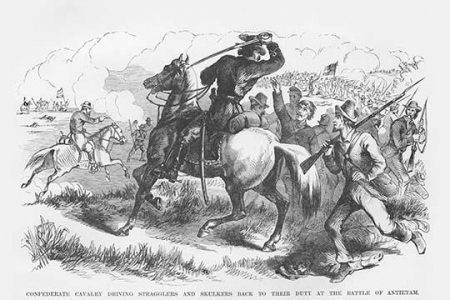 Confederate Cavalry seeks to drive skulkers into Battle at Antietam
