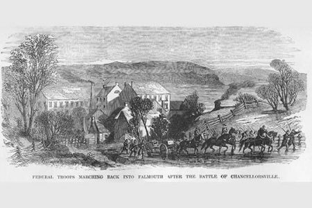 Federals march into Falmouth after the Battle of Chancellorsville