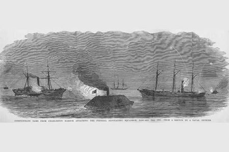 Confederate Rams attack Blockading Fleet at Charleston Harbor