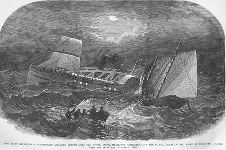 " Confederate Steamer collides with Transport "Che-Kiang" with intention to sink her"