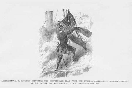 " Capturing the Confederate Flag from the burning Confederate Steamer "Fanny"