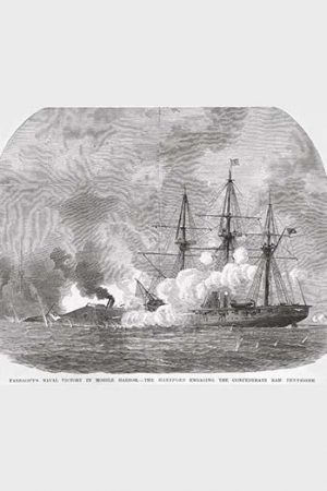 Farragut's Naval Victory at Mobile Bay.(20" x 30") Canvas Wall Art