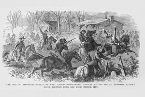 Defeat of Wirt Adams Confederate Cavalry by the 2nd Wisconsin(20" x 30") Canvas Wall Art