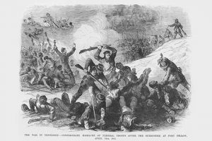 Confederate Troops Massacre at Fort Pillow; Black troops Massacred by Nathan Bedford Forest(20" x 30") Canvas Wall Art