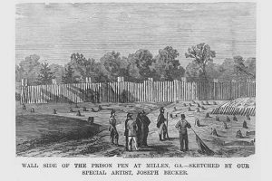 Prison Stockade at Millen, Georgia(20" x 30") Canvas Wall Art