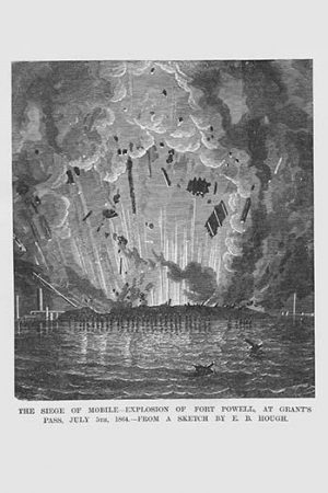 Explosion at Fort Powell at Grant's Pass during Siege of Mobile, Alabama(20" x 30") Canvas Wall Art