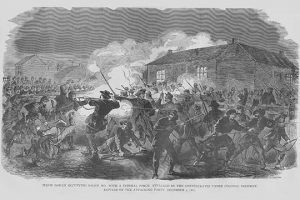 Federals at Salem, Missouri repel Confederate Counter-attack(20" x 30") Canvas Wall Art