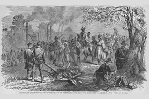 Jefferson David' slaves arrive at Chickasaw Bayou after escaping(20" x 30") Canvas Wall Art