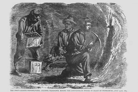 Pennsylvania Miners tunnel under Confederate defenses at Petersburg