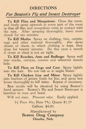 Directions for Beaton's Fly and Insect Destroyer