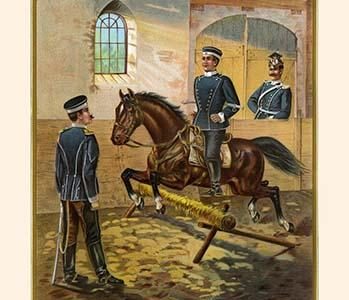 At the Riding Hall - Flying Jump 1st Royal Hanoverian Uhlans - 13th Regiment
