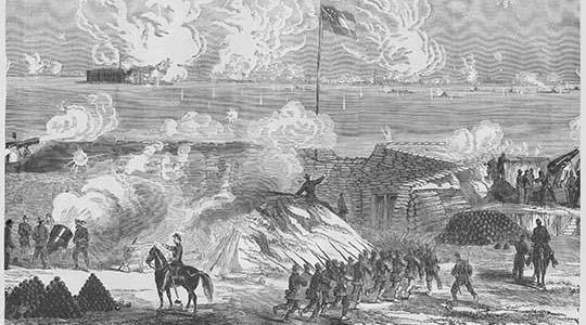 Admiral DuPont's Fleet opens fire on Fort Sumter