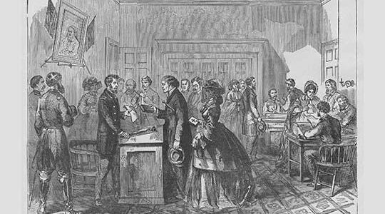 Citizens of Charleston take oat of allegiance after evacuation of the City by General Hardee