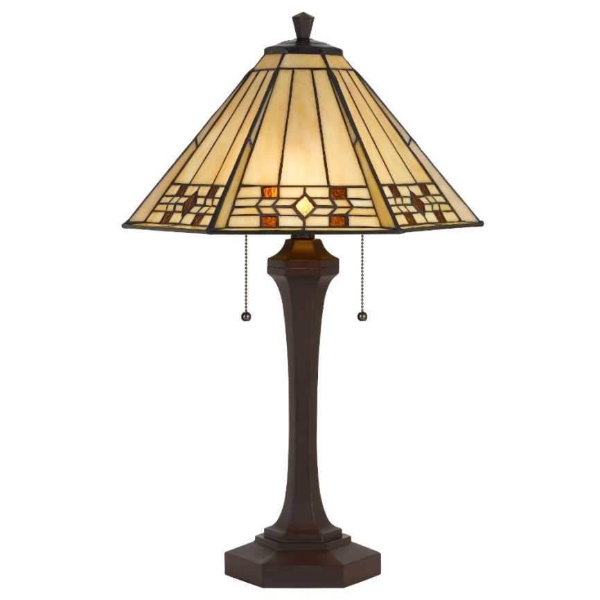 Cal Lighting BO-2676TB Matt Black 60W x 2 Tiffany table lamp