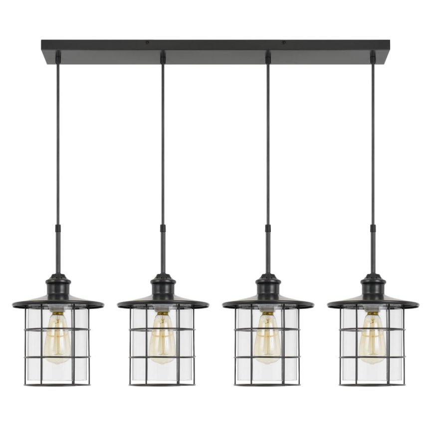 CAL Lighting FX-2668-4P 60W x 4 Silverton metal/glass pendant fixture (Edison bulbs NOT included) in Dark Bronze