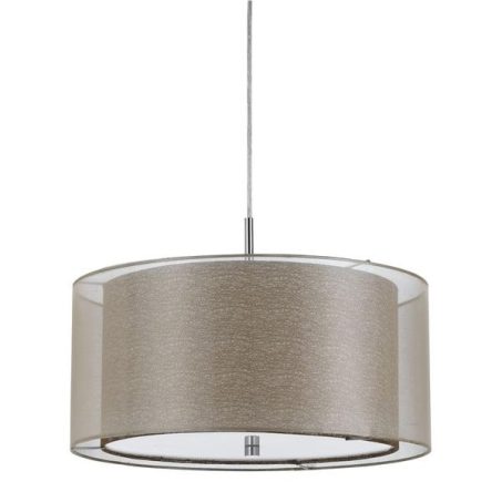 CAL Lighting FX-3527/1P 100W Nianda Pendnat Fixture With Double Shaded Fabric Shade in Clear